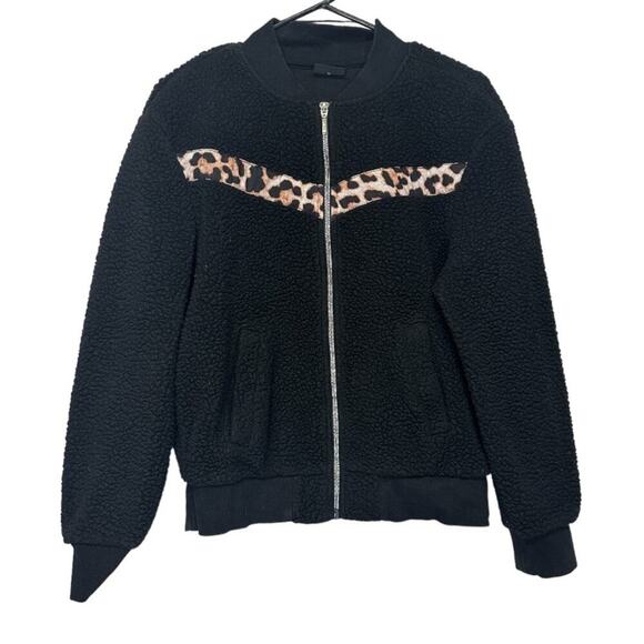 Zyia Active Leopard Flying V‎ Teddy Fleece Full Zip High Pile Jacket Size S - Picture 2 of 10